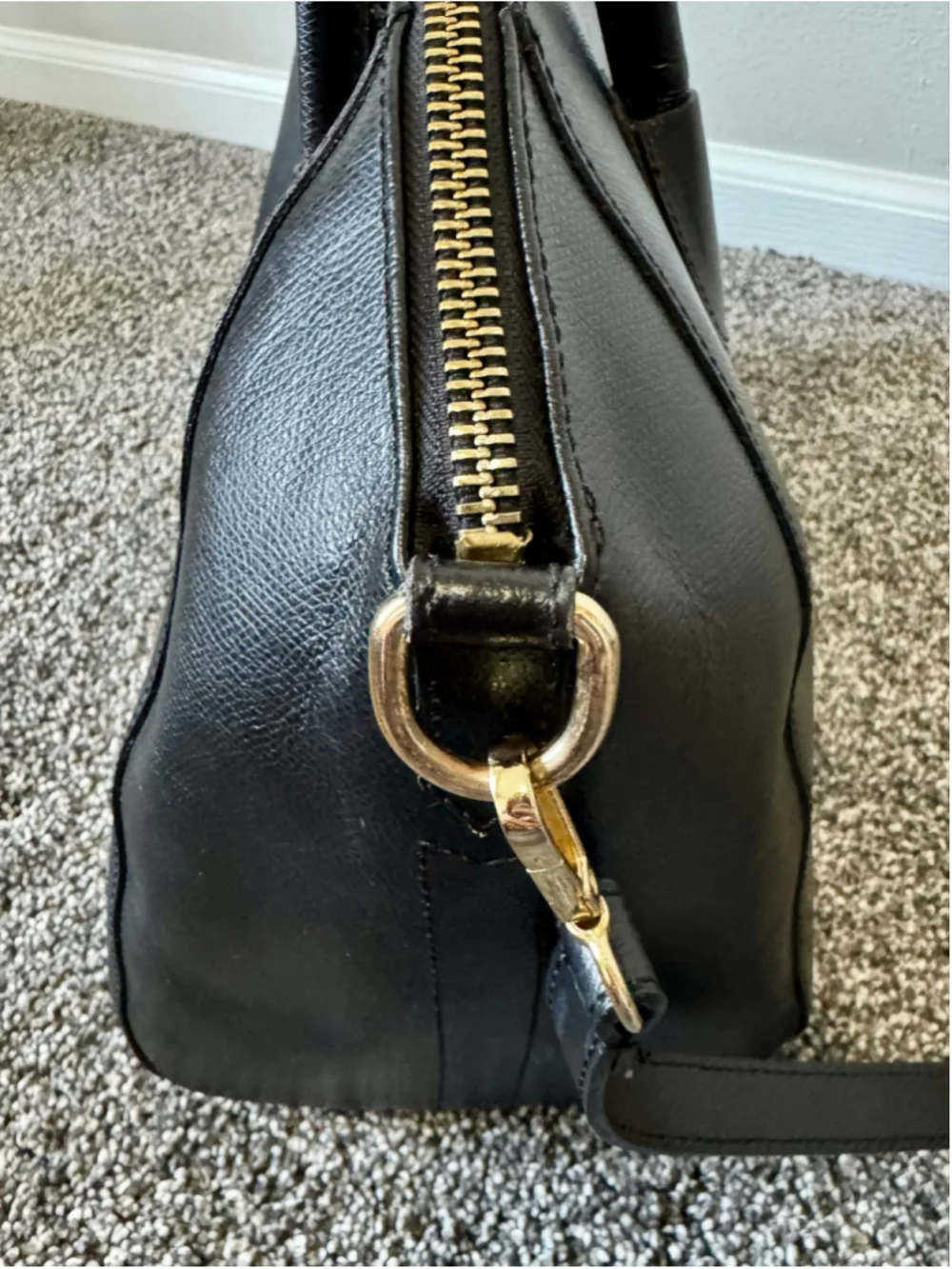 Women's Luana Ferracuti Black Leather Large Satchel Bag Made in Italy